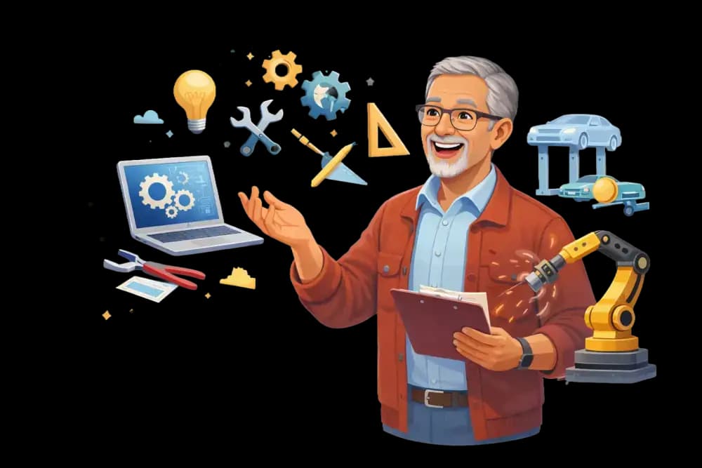 Illustration of a career and technical educator leading hands-on instruction.