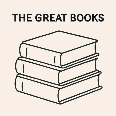 "The Great Books" image in minimalist style.
